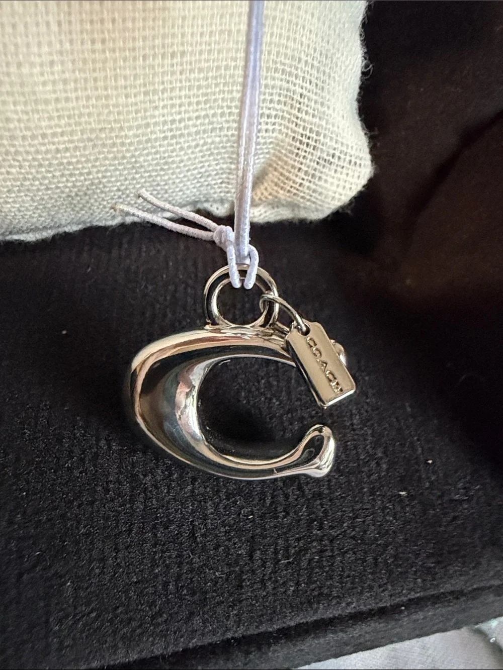 Coach Silver 'C' Logo Charm Key/Card Holder Accessory